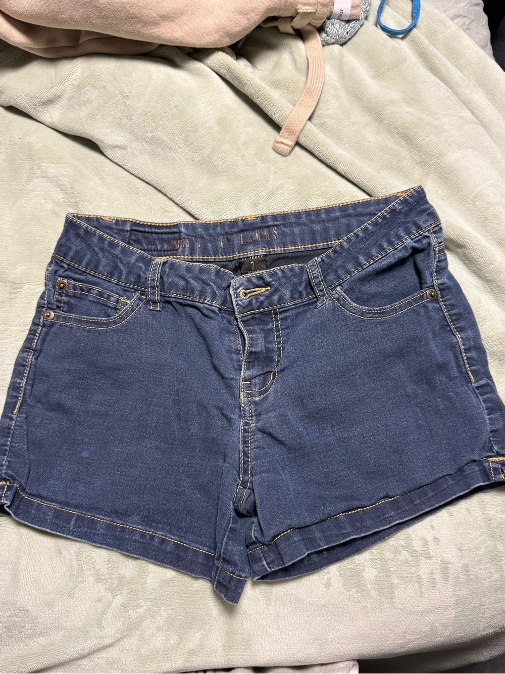 CHANEL Navy Blue Denim Cutoff Shorts